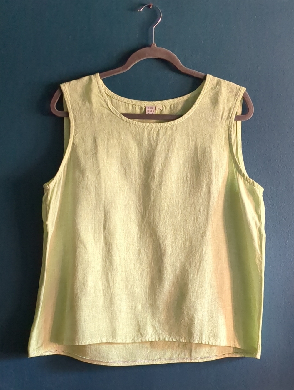 100% Linen Old Linen Mill Neon Lime Green Tank Top